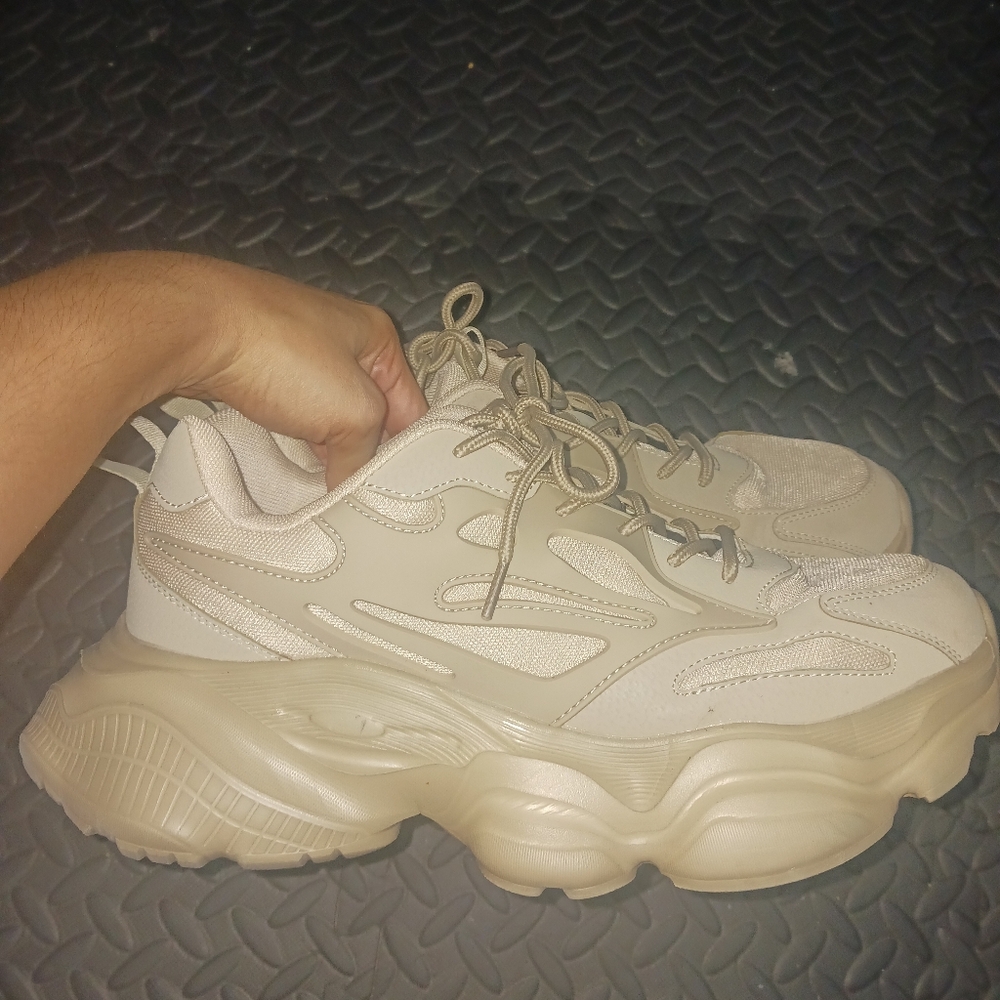 Men Beige Chunky Platform Sneakers - Picture 6 of 12